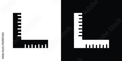 Ruler combined icon flat simple. icon set in silhouette