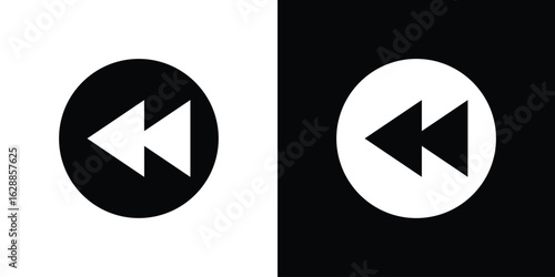 Tableau sur toile Rewind icon flat simple. icon set in silhouette