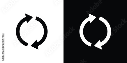 Recycle icon flat simple. icon set in silhouette