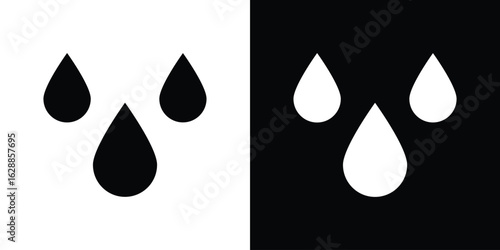 Raindrops icon flat simple. icon set in silhouette