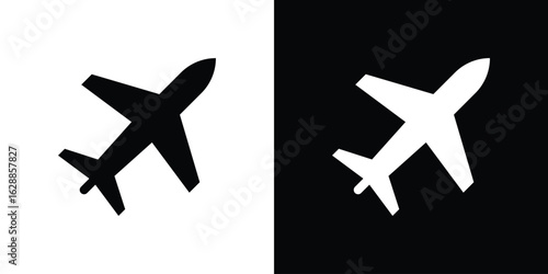 Plane icon flat simple. icon set in silhouette