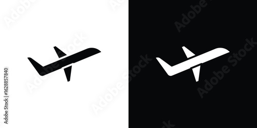 Plane icon flat simple. icon set in silhouette