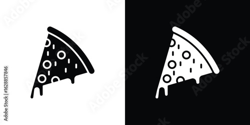 Pizza slice icon flat simple. icon set in silhouette