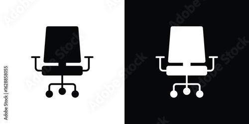 Office chair icon flat simple. icon set in silhouette