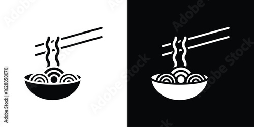 Noodles icon flat simple. icon set in silhouette