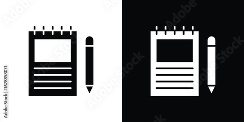 Notebook icon flat simple. icon set in silhouette