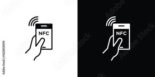 NFC communication icon flat simple. icon set in silhouette