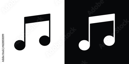 Music icon flat simple. icon set in silhouette