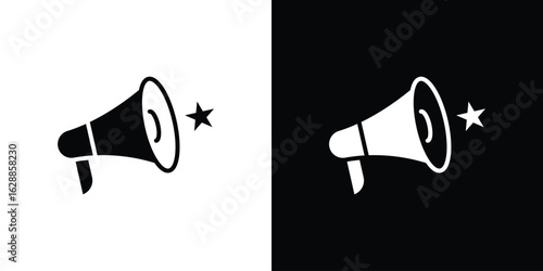 Megaphone icon flat simple. icon set in silhouette