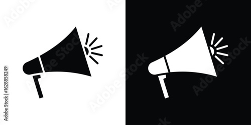 Megaphone icon flat simple. icon set in silhouette