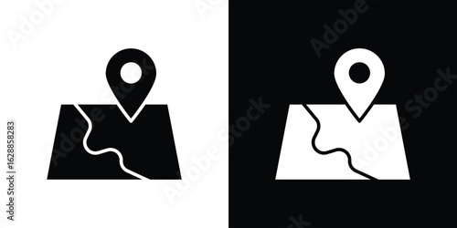 Map icon flat simple. icon set in silhouette