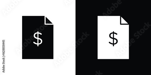 Invoice icon flat simple. icon set in silhouette
