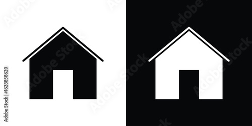 Home icon flat simple. icon set in silhouette