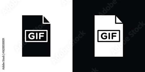 Gif icon flat simple. icon set in silhouette