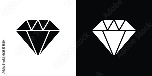 Gem icon flat simple. icon set in silhouette