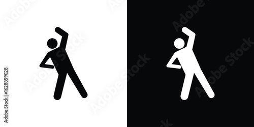Fitness exercise icon flat simple. icon set in silhouette