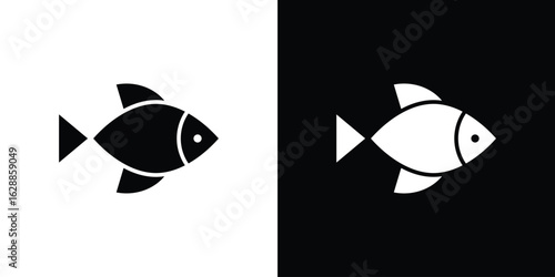 Fish icon flat simple. icon set in silhouette