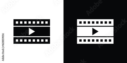 Film icon flat simple. icon set in silhouette