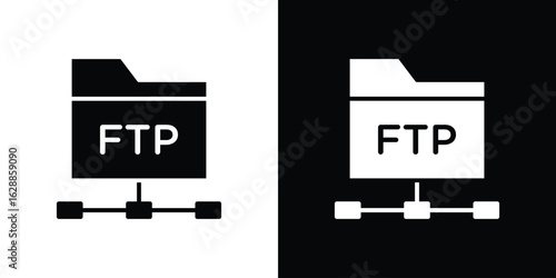 FTP icon flat simple. icon set in silhouette