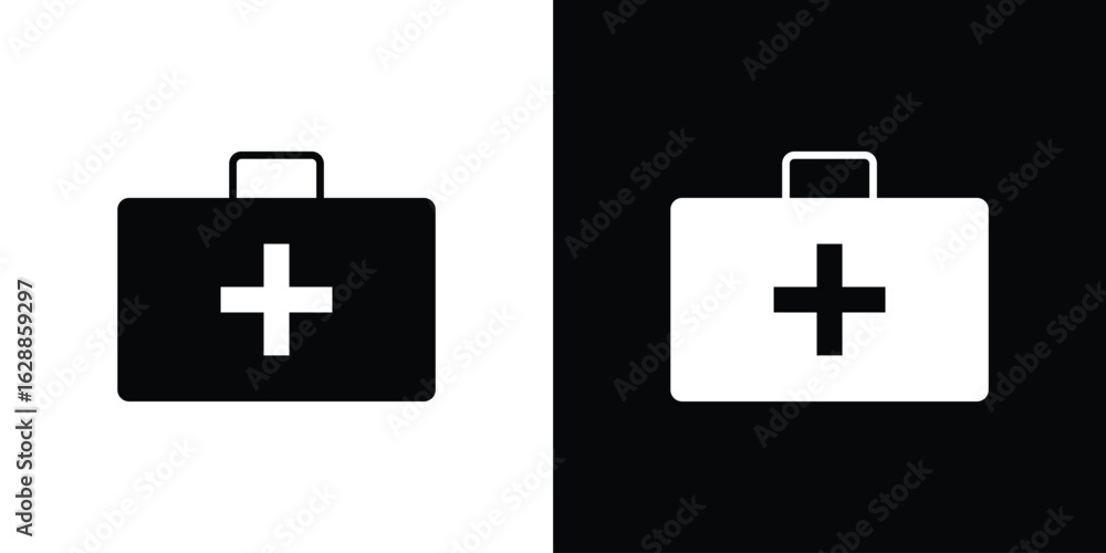 Fototapeta premium Doctor bag icon flat simple. icon set in silhouette
