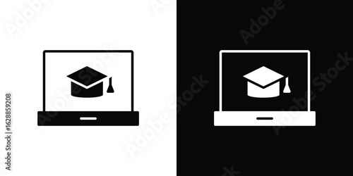 E learning icon flat simple. icon set in silhouette