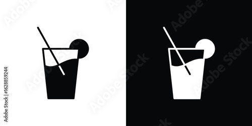 Drink icon flat simple. icon set in silhouette