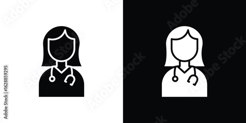 Doctor icon flat simple. icon set in silhouette
