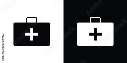 Doctor bag icon flat simple. icon set in silhouette