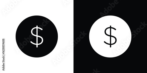 Coin icon flat simple. icon set in silhouette