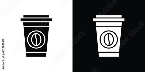 Coffee icon flat simple. icon set in silhouette