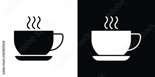 Coffee icon flat simple. icon set in silhouette