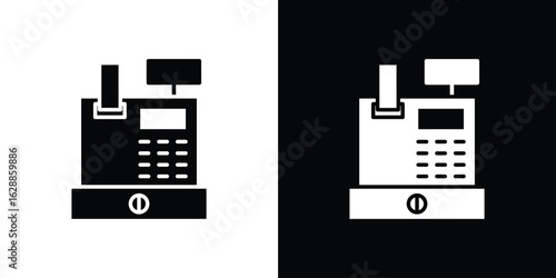 Cash register icon flat simple. icon set in silhouette