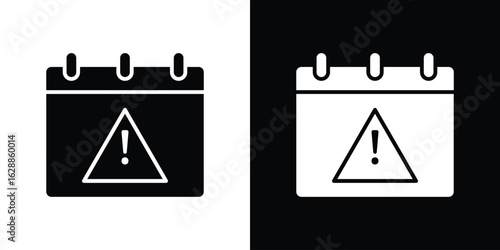 Calendar exclamation icon flat simple. icon set in silhouette