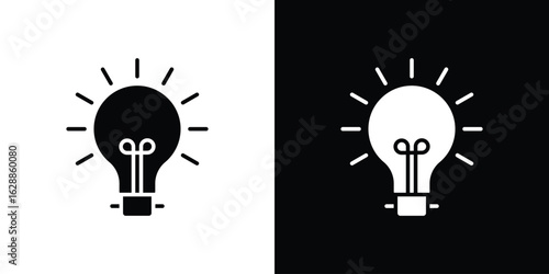 Bulb icon flat simple. icon set in silhouette