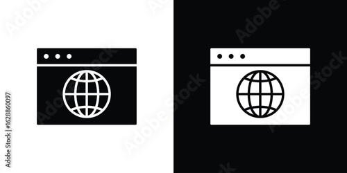 Browser icon flat simple. icon set in silhouette