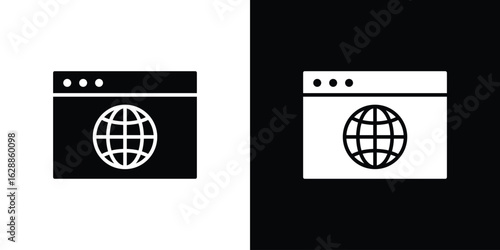 Browser icon flat simple. icon set in silhouette