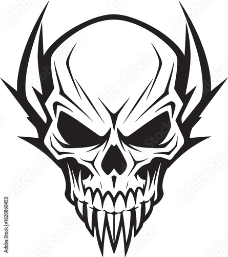 Skullhead Horned Evil Black Emblem Skull Horns Malevolence Vector Logo