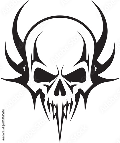 Skull Horned Evil Black Emblem Icon Wicked Horned Skullhead Logo Design