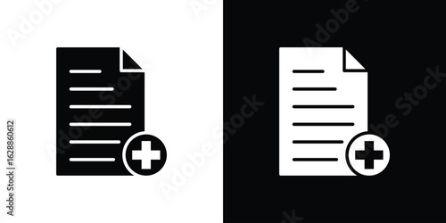 Add document icon flat simple. icon set in silhouette
