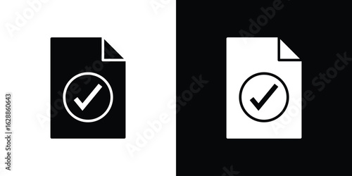 Accept document icon flat simple. icon set in silhouette