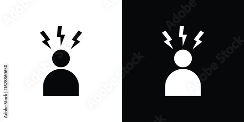 Anxiety or stress icon flat simple. icon set in silhouette