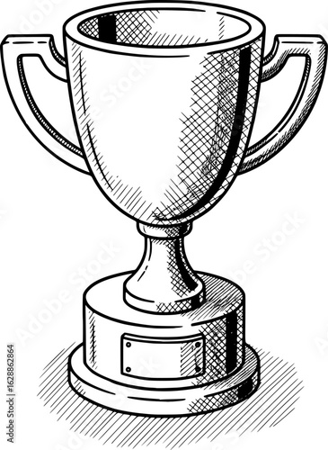 3d Trophy icon as symbol of achievement with hand-drawn style