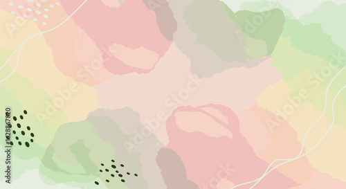 Modern abstract background with hand-drawn elements and soft pastel watercolor washes. Vector art inspired by the a2 creative series.