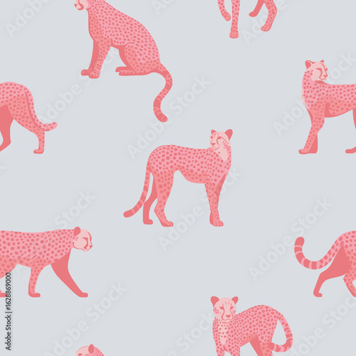 Bezszwowy wzór w różowe gepardy.