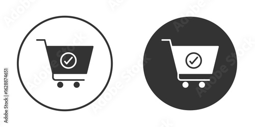 Shopping cart check icon Minimal Flat Pictogram for Ui Designs