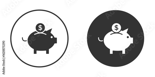 Piggy bank icon Minimal Flat Pictogram for Ui Designs
