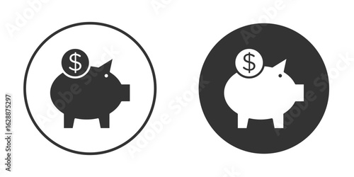 Piggy bank icon Minimal Flat Pictogram for Ui Designs