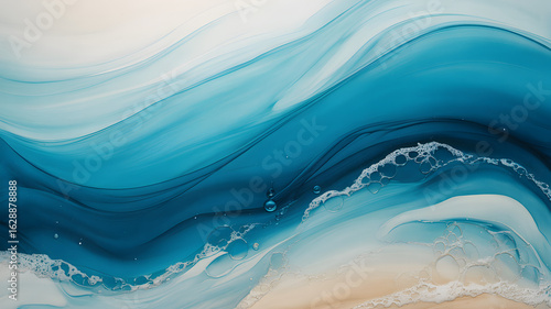 A mesmerizing ocean wave gracefully rolls onto the sandy shore, creating a serene seascape