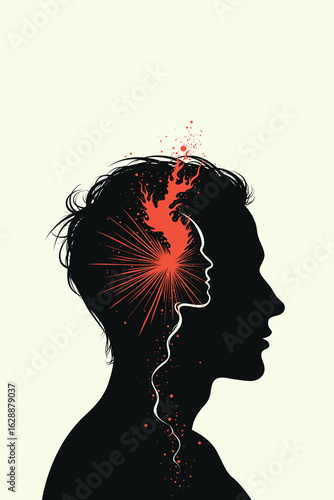Relationship, Freedom, Head, Face, Consciousness, Mind, Thoughts, Man, Inner, Trauma, Knowledge, Head, Chaos, Vector, Artwork