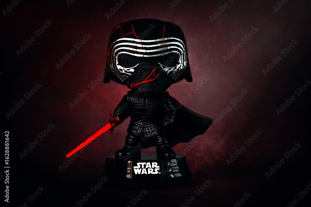 Naklejka premium Funko POP vinyl figure of Kylo Ren character from the Star Wars movie saga. Illustrative editorial
